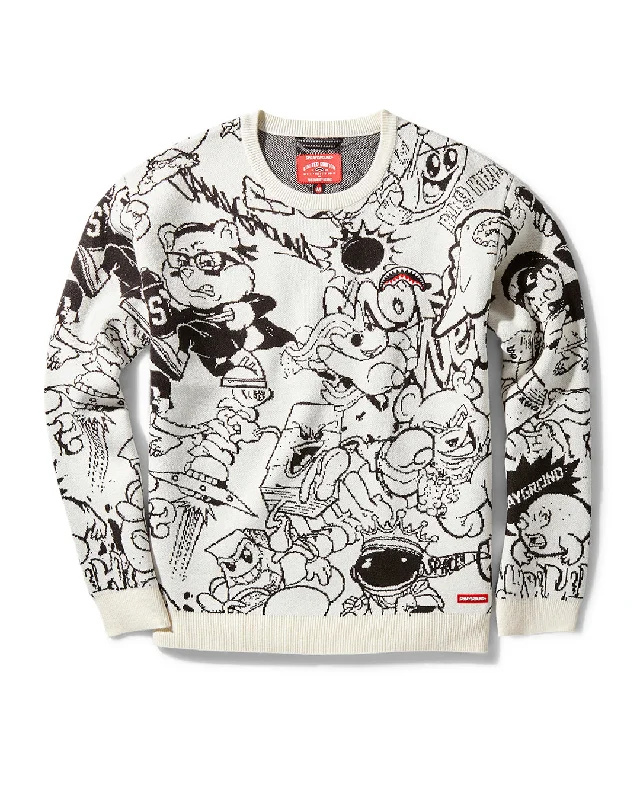 Organic cotton men sweatshirt for eco - conscious buyers Sprayground Sweatshirt CHAOS SWEATER PULLOVER WHITE  White