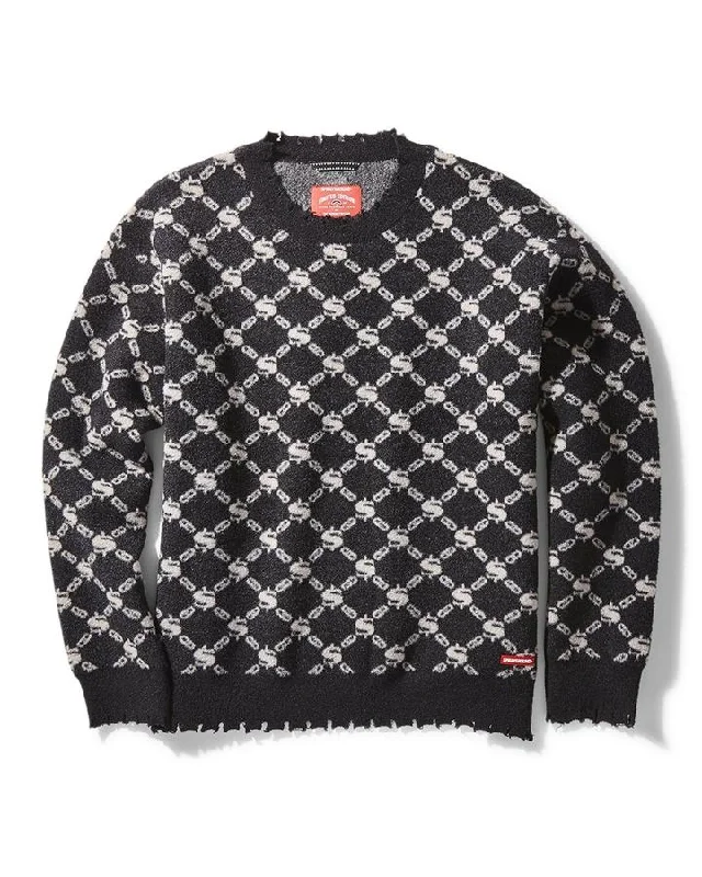 Retro - style men sweatshirt inspired by the 80s Sprayground Sweatshirt SG LOGO CREW NECK PULLOVER SWEATER BLACK   Black
