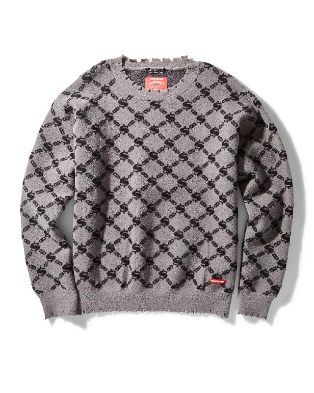 Plus - size men sweatshirt for a comfortable and stylish fit Sprayground Sweatshirt SG LOGO CREW NECK PULLOVER SWEATER GREY   Grey