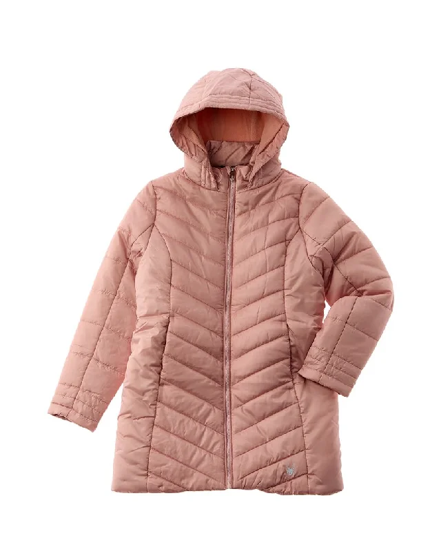 Men down jackets with a fur - trimmed hood for a touch of luxury Spyder Boundless Long Puffer Coat