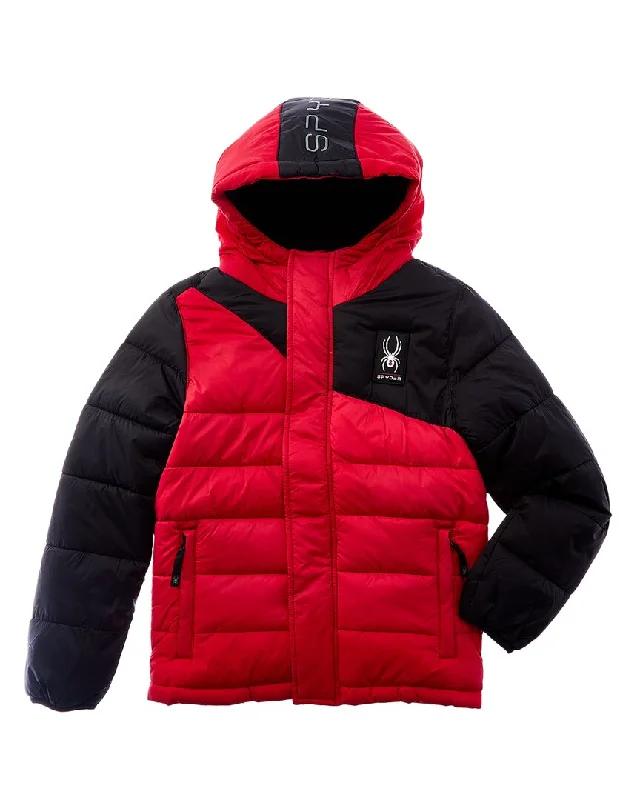 Men down jackets with a removable hood for versatile styling options Spyder Circuit Puffer Jacket