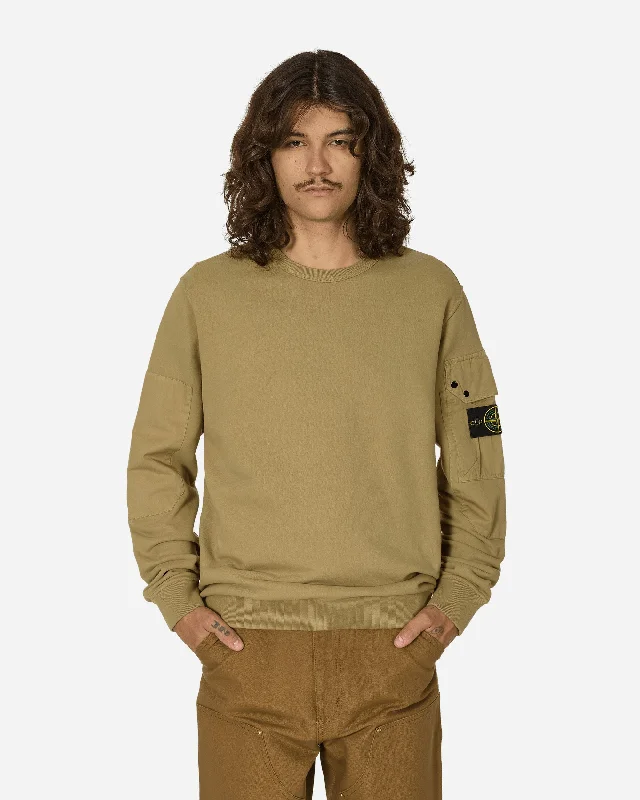 Luxury men sweatshirt made from high - end materials Arm Pocket Crewneck Sweatshirt Biscuit