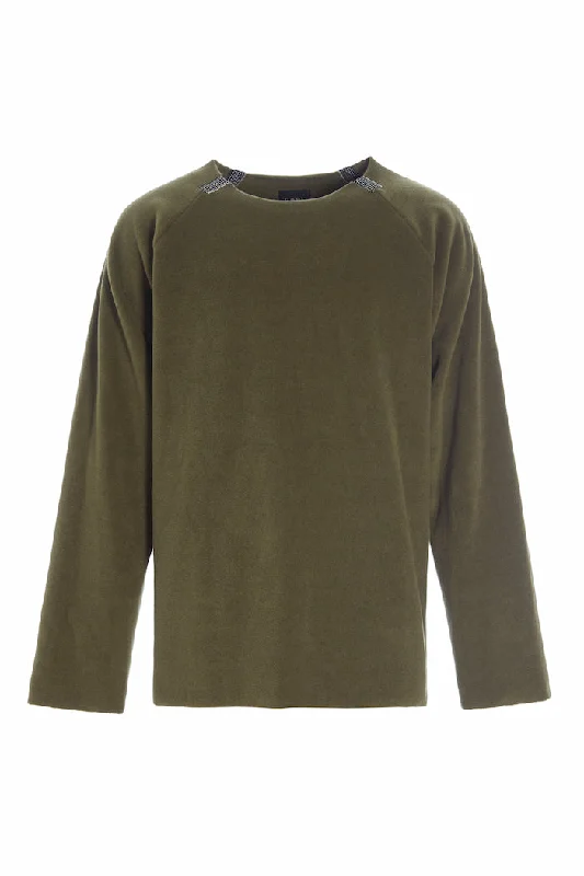 Men fleece - filled down vests for lightweight warmth SWEATER LOOSE FIT - 1010C - MOSS