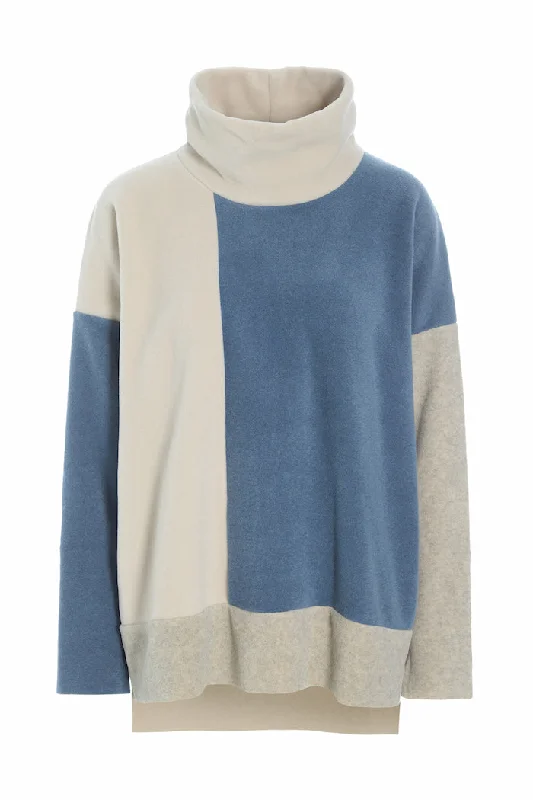 Men fleece zip - up hoodies for outdoor adventures SWEATER PATCH - 1380 - DUSTY BLUE/KIT/SAND