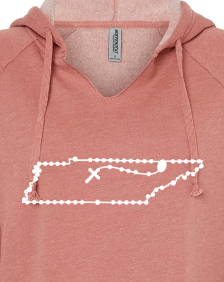 Water - resistant men hoodie for rainy days Tennessee Catholic Rosary Drop Hoodie