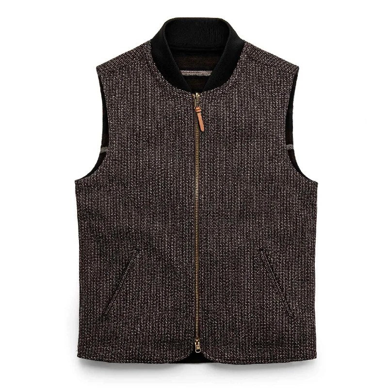 Men vest with a zip - off hood for added protection in inclement weather The Able Vest in Wool Beach Cloth