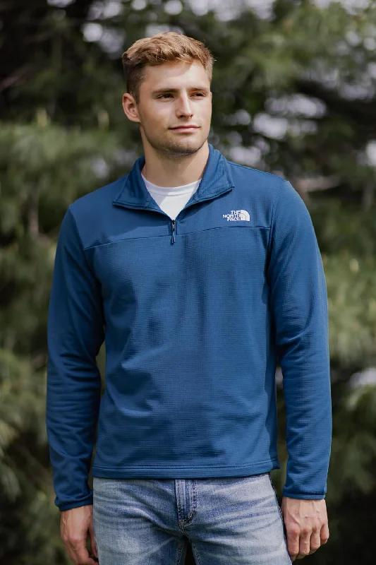 Men fleece - filled down vests for lightweight warmth The North Face Cedar Trail Grid Fleece 1/4 Zip for Men in Shady Blue | NF0A8AZE-HDC-BLU