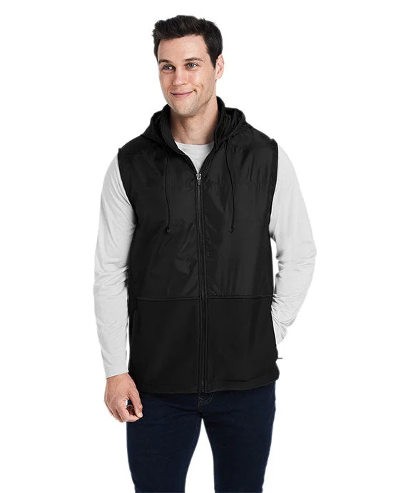 Men waistcoats with a removable lining for added versatility TT99 - Team 365 Unisex Zone HydroSport™ Hybrid Vest | Black/Black