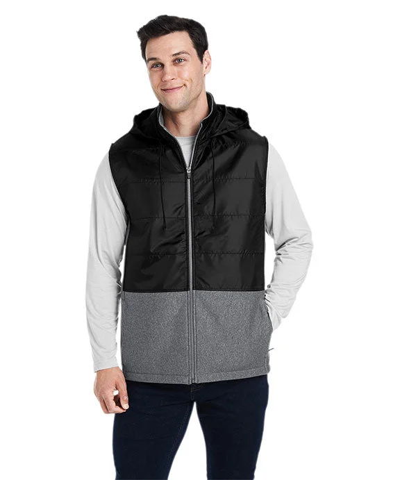 Lightweight men vest made from recycled materials for eco - conscious consumers TT99 - Team 365 Unisex Zone HydroSport™ Hybrid Vest | Dark Grey Heather/Black