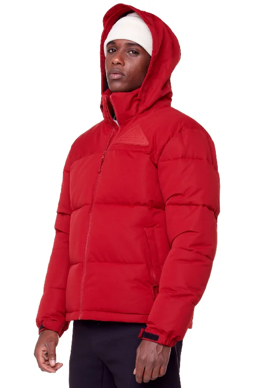 Men down jackets with a built - in hand - warmer pocket for cold fingers TUKTUT | MEN'S VEGAN DOWN (RECYCLED) RETRO SHORT JACKET