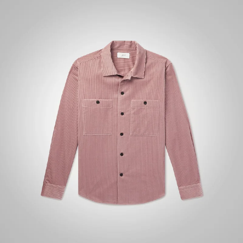 Men leather jackets with a distressed look for a rugged and vintage appeal Unisex Pink Full Sleeves Soft Cotton Corduroy Jacket