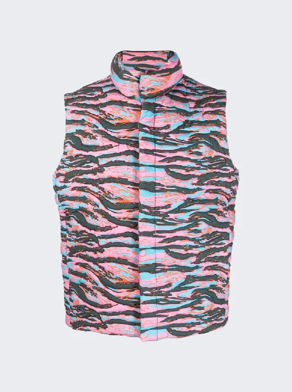Plus - size men vest with an extended length for a comfortable fit Unisex Printed Qulted Puffer Vest