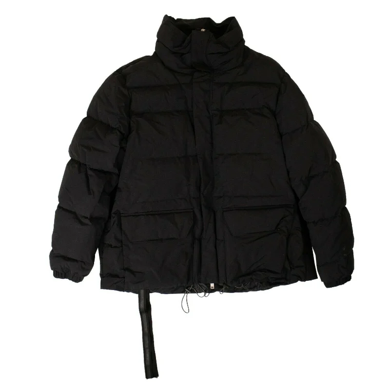 Men down jackets with a fur - trimmed hood for a touch of luxury Unravel Project Down Padded Shell Jacket - Black