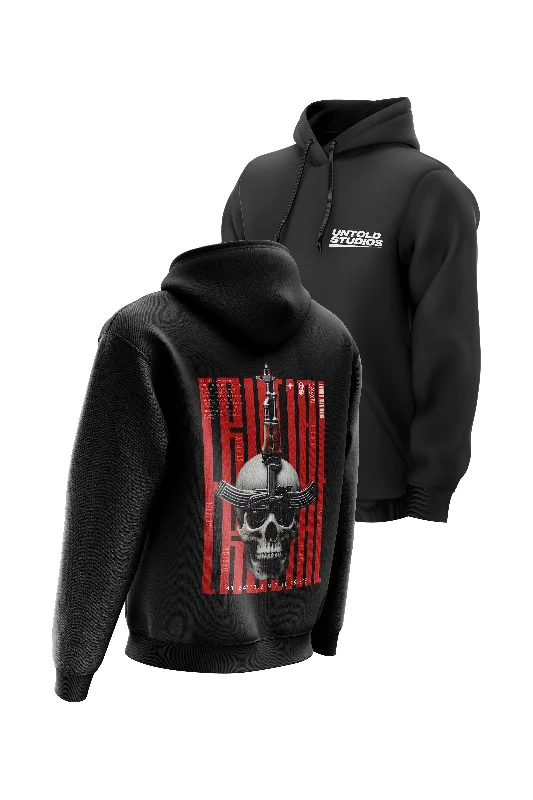 Men hoodie with a drawstring hood and adjustable hem Untold Studios Crucial Weapon Hoodie - Black