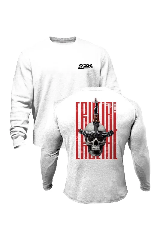 V - neck men sweatshirt for a unique look Untold Studios Crucial Weapon Sweatshirt - White