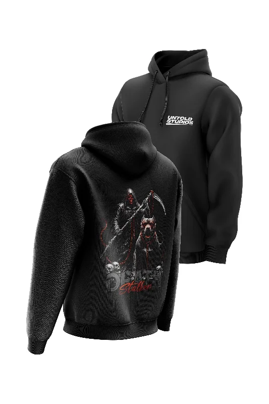 Graphic - printed men hoodie with anime motifs for otaku fans Untold Studios Death Stalker Hoodie - Black