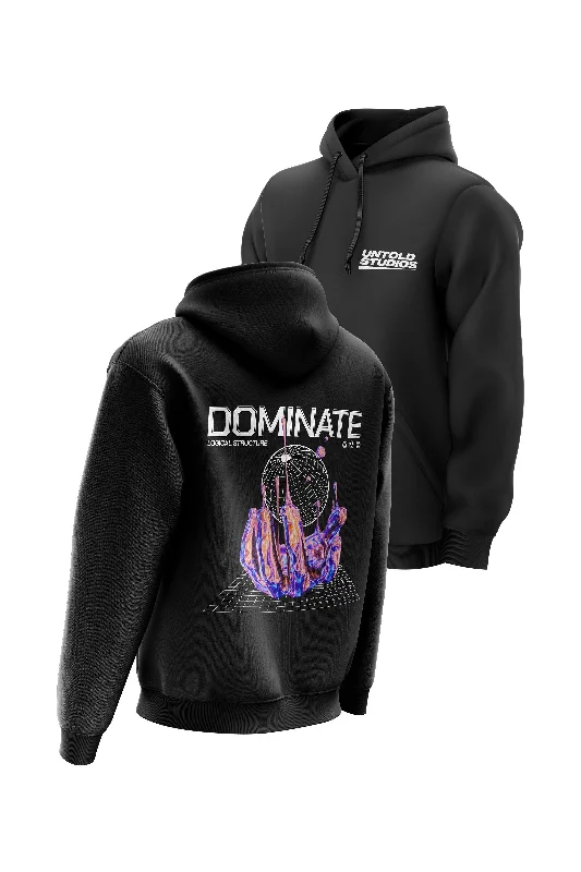 Zip - up men hoodie with multiple pockets for storage Untold Studios Dominate Hoodie - Black