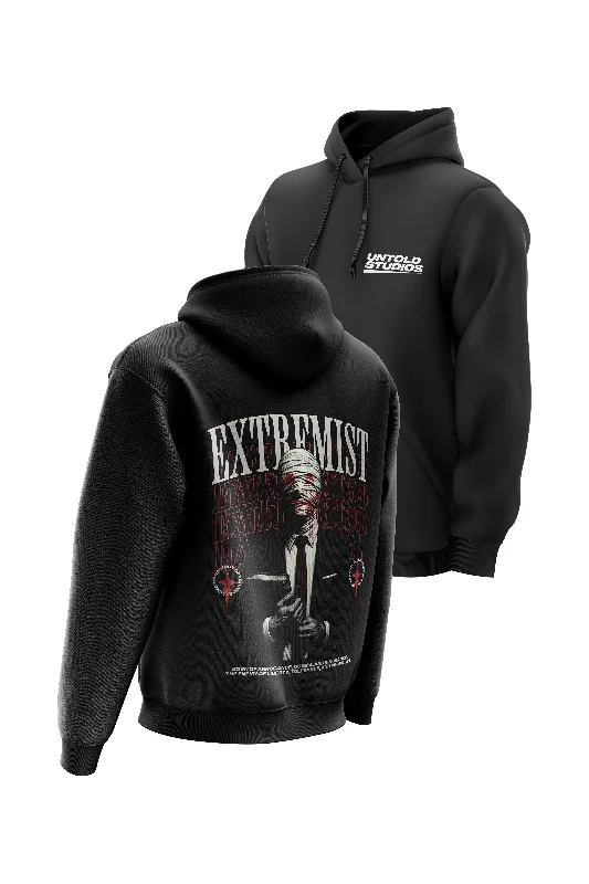 Oversized men hoodie with dropped shoulders for a streetwear look Untold Studios Extremist Hoodie - Black