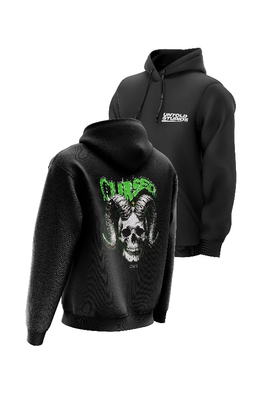 Men hoodie with a drawstring hood and adjustable hem Untold Studios Gothic Cursed Skull Hoodie - Black