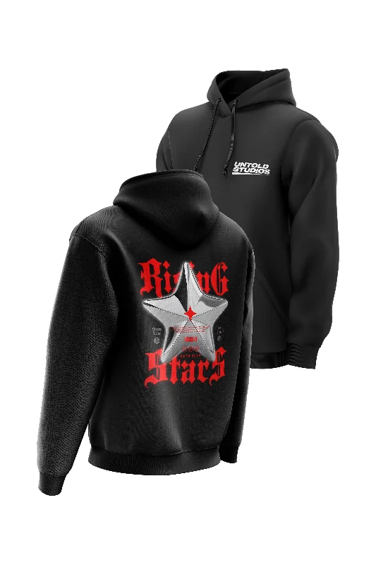 Water - resistant men hoodie for rainy days Untold Studios Gothic Rising Star Hoodie - Black