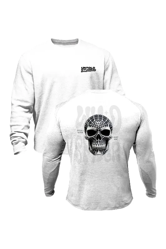 Fleece - lined men sweatshirt for extra warmth in winter Untold Studios Gothic Spider Skull Sweatshirt - White