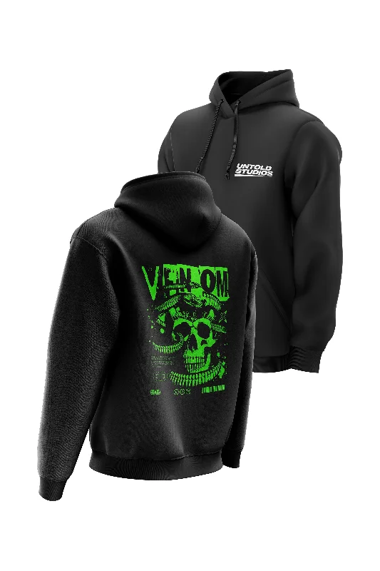 Graphic - printed men hoodie with anime motifs for otaku fans Untold Studios Gothic Venomous Skull Hoodie - Black
