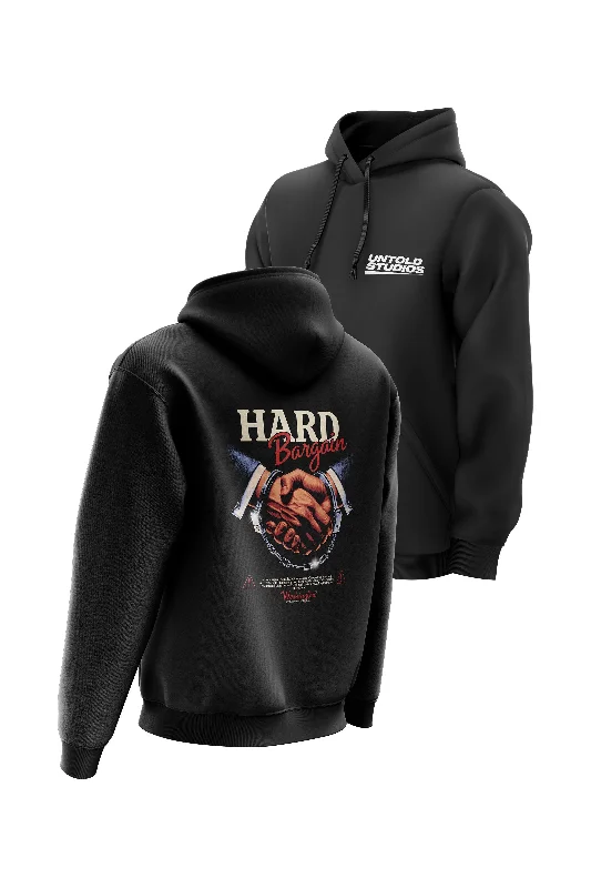 Zip - up men hoodie with multiple pockets for storage Untold Studios Hard Bargain Hoodie - Black