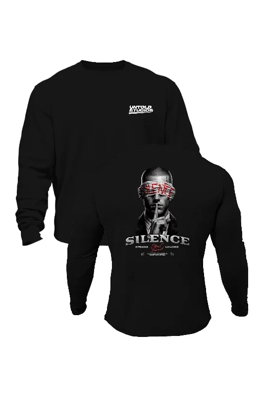 Retro - style men sweatshirt inspired by the 80s Untold Studios Silence Sweatshirt - Black