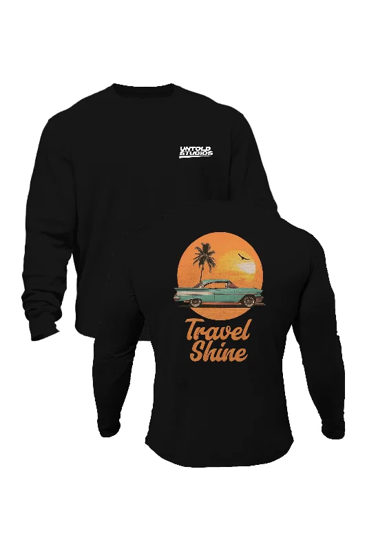 Zip - up men sweatshirt for easy on - and - off Untold Studios Summer Shine Travel Sweatshirt - Black