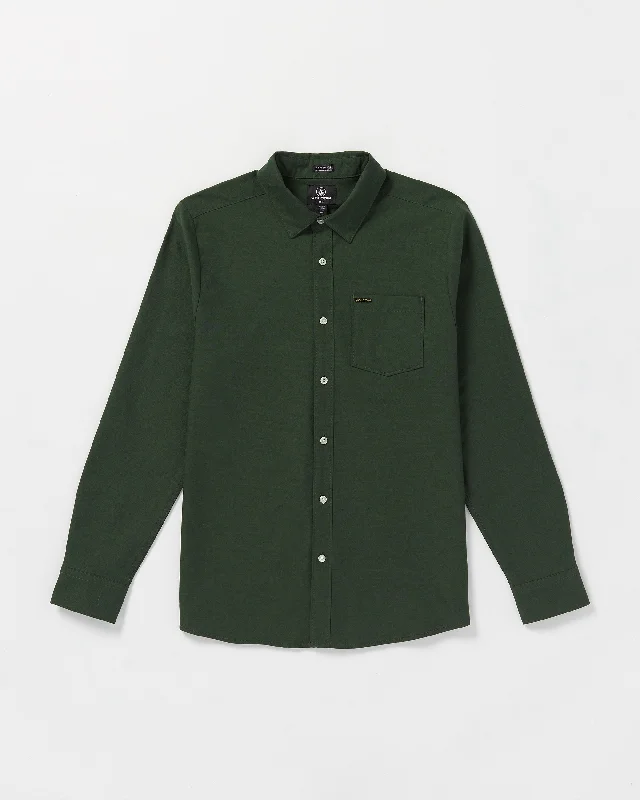 Zip - up men hoodie with multiple pockets for storage Veeco Oxford Long Sleeve Shirt - Dark Forest