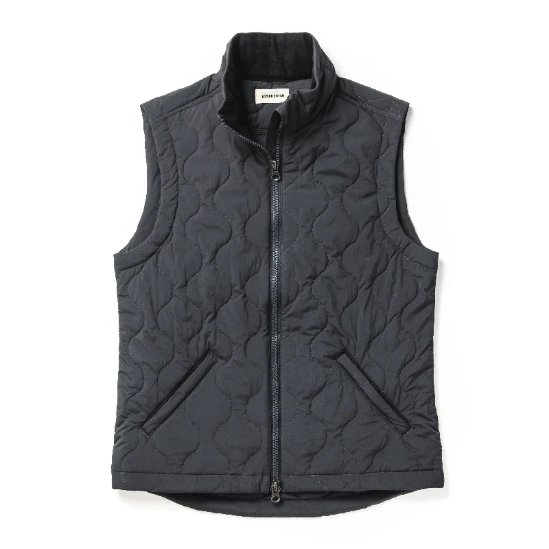 Stretch - fabric men vest for unrestricted movement during activities The Vertical Vest in Charcoal