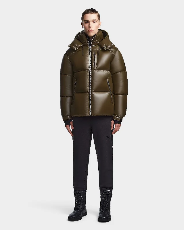 Camouflage men down jackets for outdoor hunting and adventure VINCENT S MEN'S GLOSSY DOWN PUFFER WITH HOOD