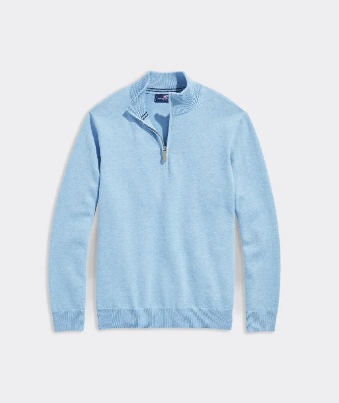 Men's Fuzzy Mohair - Blend Pullover in Light Pink for a Soft and Stylish Look Vineyard Vines Men's Boathouse Quarter-Zip Sweater - Jake Blue