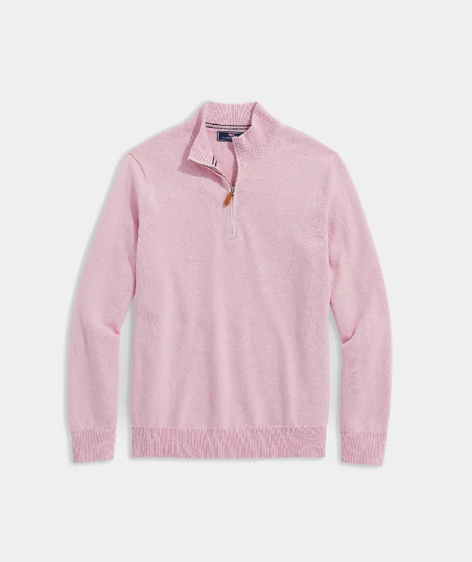 Men's Metallic - Trimmed Pullover in Silver for a Glamorous Party Outfit Vineyard Vines Men's Boathouse Quarter-Zip Sweater - Sea Grape