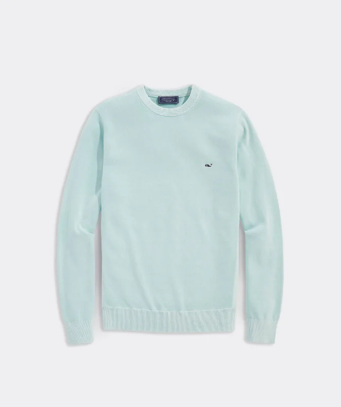 Slim Fit Men's Cotton Pullover in Navy Blue for a Classic Office Attire Vineyard Vines Men's Garment-Dyed Crewneck Sweater - Crystal Blue
