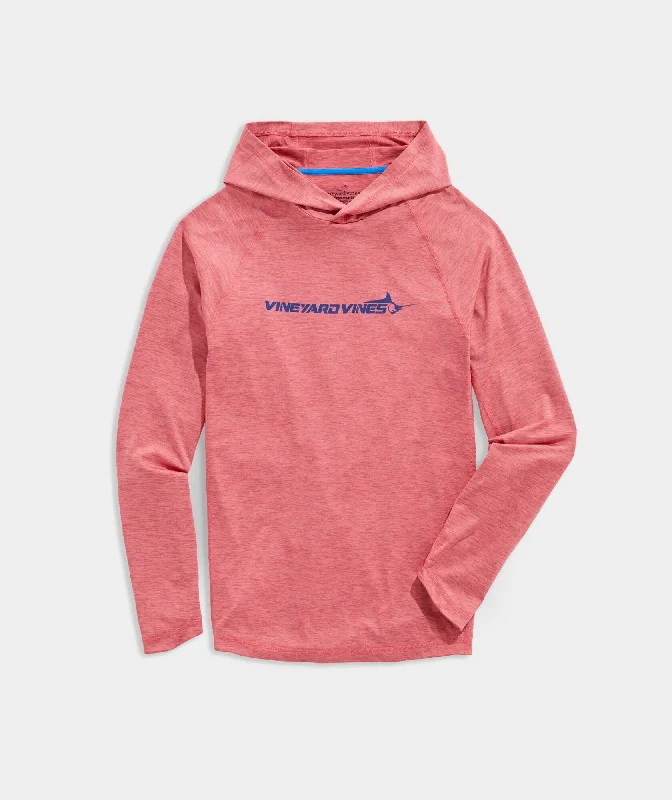Men's Camouflage Print Pullover in Olive Green for Hunting and Camping Trips Vineyard Vines Men's Marlin Sport Long-Sleeve Harbor Performance Hoodie Tee - Lobster Reef Heather