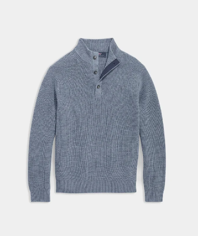 Men's Mock - Neck Pullover in Charcoal for a Modern and Sleek Appearance Vineyard Vines Men's Oysterman Sweater - Summer Evening