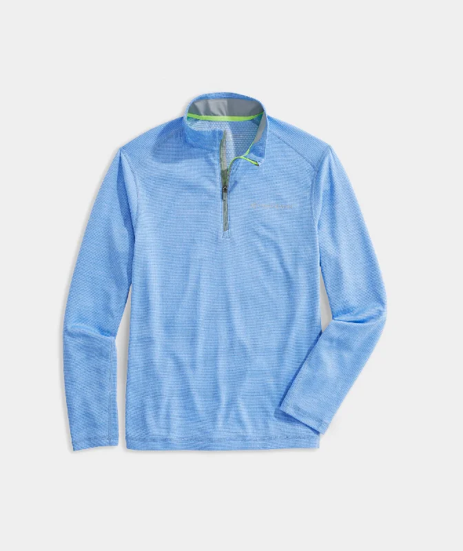 Slim Fit Men's Cotton Pullover in Navy Blue for a Classic Office Attire Vineyard Vines Men's Sankaty Quarter-Zip - Calm Waters