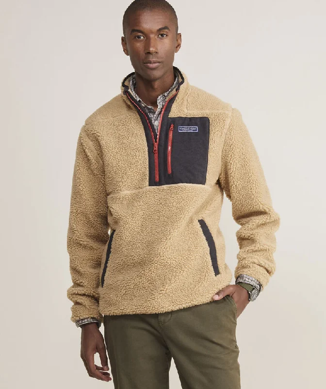 Men's Mock - Neck Pullover in Charcoal for a Modern and Sleek Appearance Vineyard Vines Men's Sherpa SuperShep™ Quarter-Zip - Officer Khaki