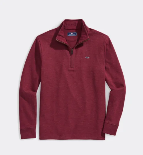 Plus Size Men's Long - Sleeve Thermal Pullover in Black for Extra Warmth in Cold Weather Vineyard Vines Saltwater Quarter-Zip - Red Wine