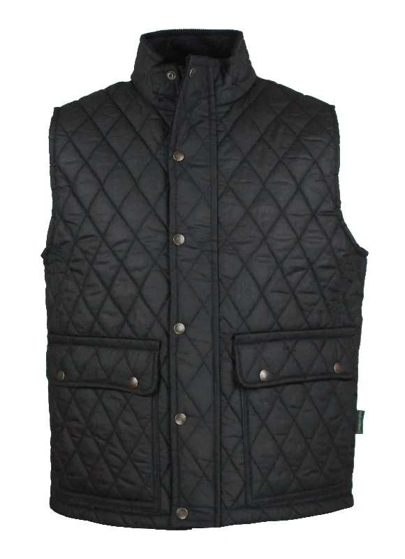 Zip - front men vest with multiple inner pockets for storage W17 - Men's Kensington Gilet - BLACK