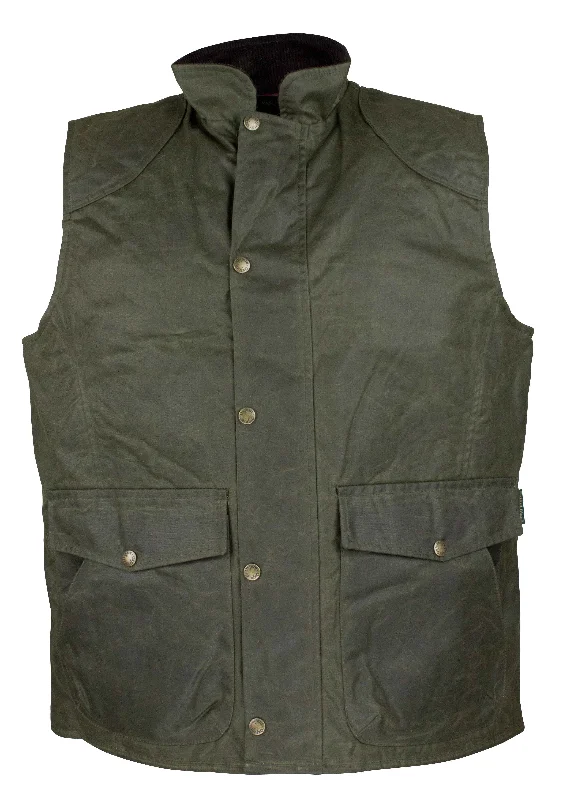 Men vest with a zip - off hood for added protection in inclement weather W174 - Men's Antique Wax Chelsea Gilet - GREEN