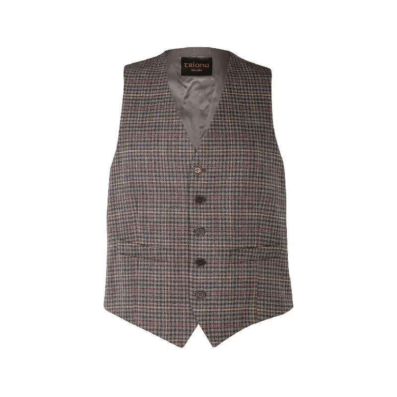 Stretch - fabric men vest for unrestricted movement during activities Waistcoat, Blue, Red & Yellow Check