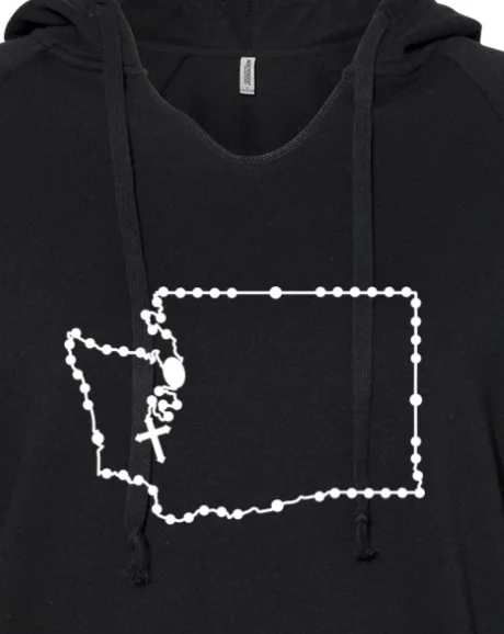 Graphic - printed men hoodie with anime motifs for otaku fans Washington Catholic Rosary Drop Hoodie