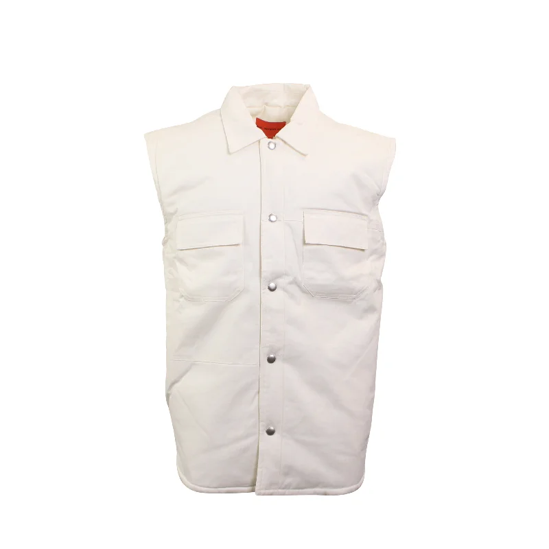 Men waistcoats with a removable lining for added versatility WDW White Pocketed Work Vest
