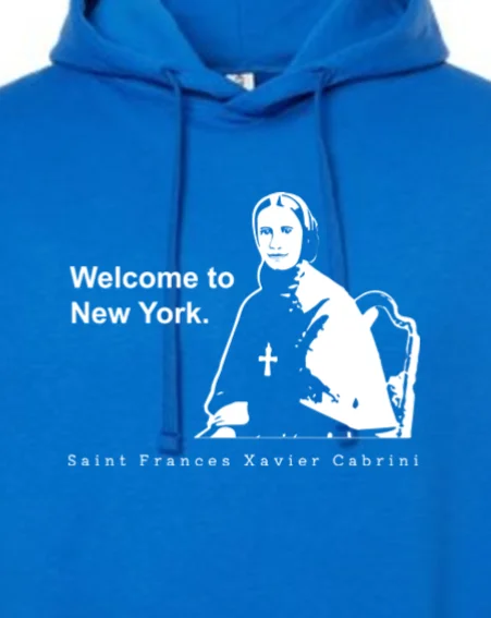 Fleece - lined men hoodie for extreme cold weather Welcome to New York - St. Frances Cabrini Hoodie Sweatshirt