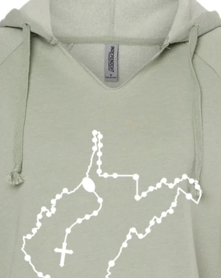 Camouflage - pattern men hoodie for outdoor enthusiasts West Virginia Catholic Rosary Drop Hoodie