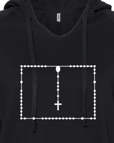 Men hoodie with a kangaroo pocket and ribbed cuffs Wyoming Catholic Rosary Drop Hoodie
