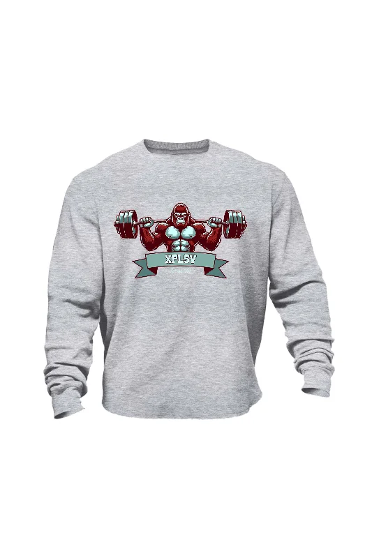 Slim - fit men sweatshirt to show off your physique XAPE Lifting Club V1 Sweatshirt - Grey Marl