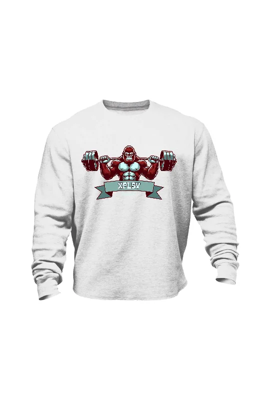 Retro - style men sweatshirt inspired by the 80s XAPE Lifting Club V1 Sweatshirt - White
